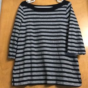 Three-quarter sleeve striped top